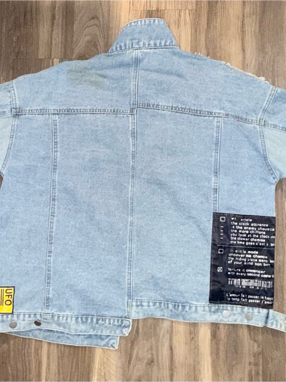 Denim Patchwork Jacket - Light Blue with Multicolor Patches Daisey one of a kind - Picture 5 of 13